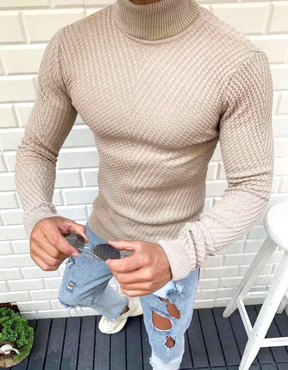 męski sweter beżowy